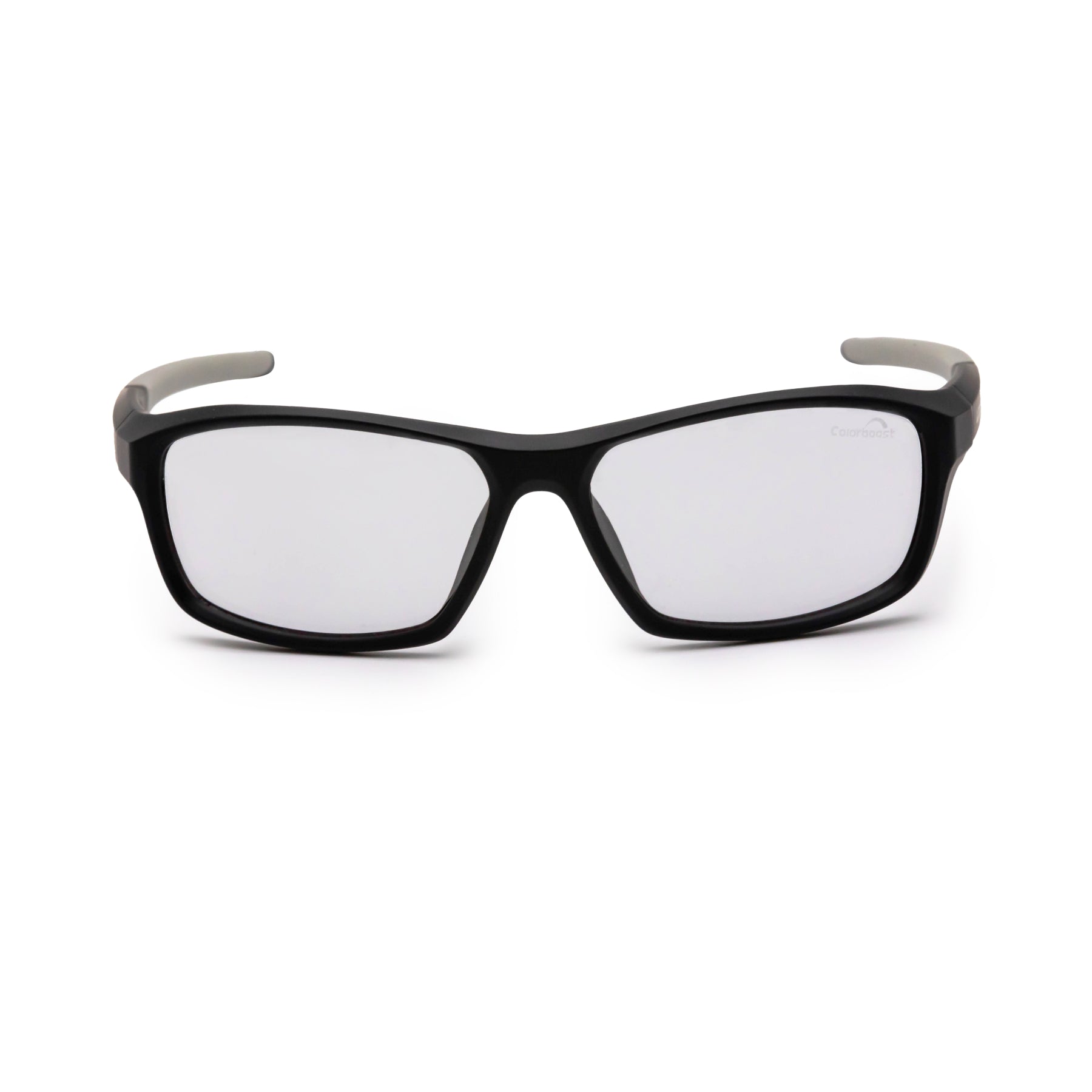Black-framed sports sunglasses with gray temple tips and Colorboost lenses for pickleball or table tennis