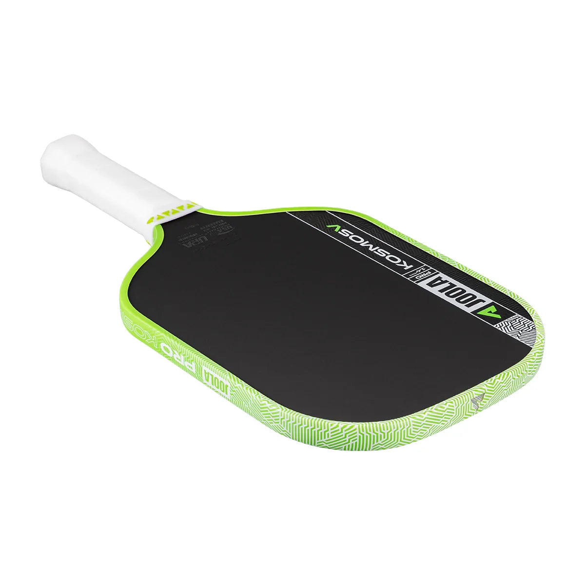 JOOLA Pro Kosmos pickleball paddle with black face, neon green edge, and white grip for performance play