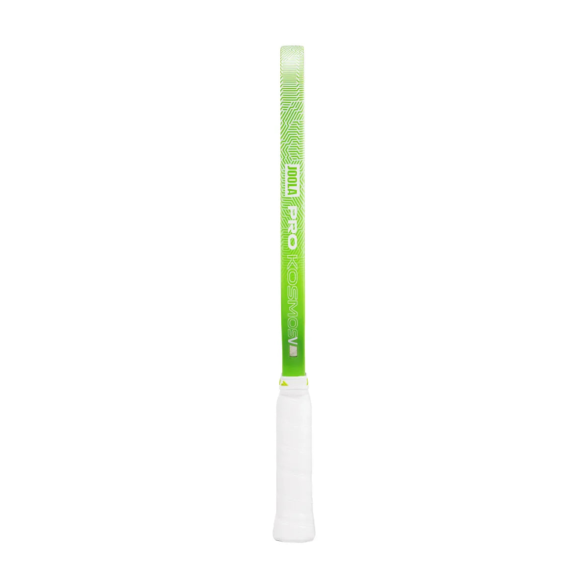 JOOLA Pro Kosmos V pickleball paddle with green grip and white handle, designed for performance play.
