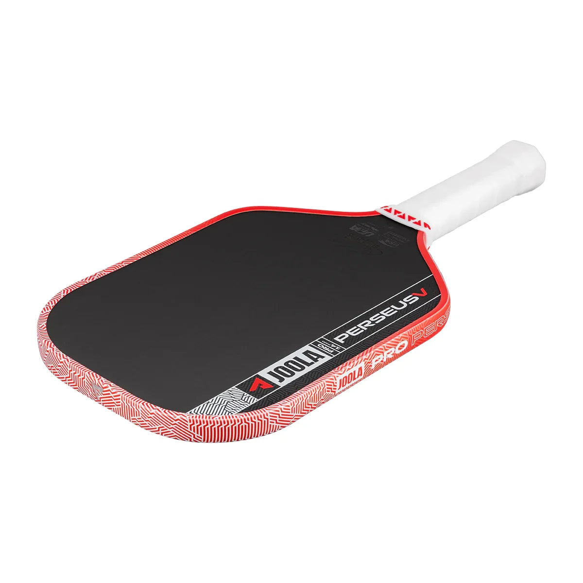 JOOLA Perseus V pickleball paddle with red geometric edge and black face