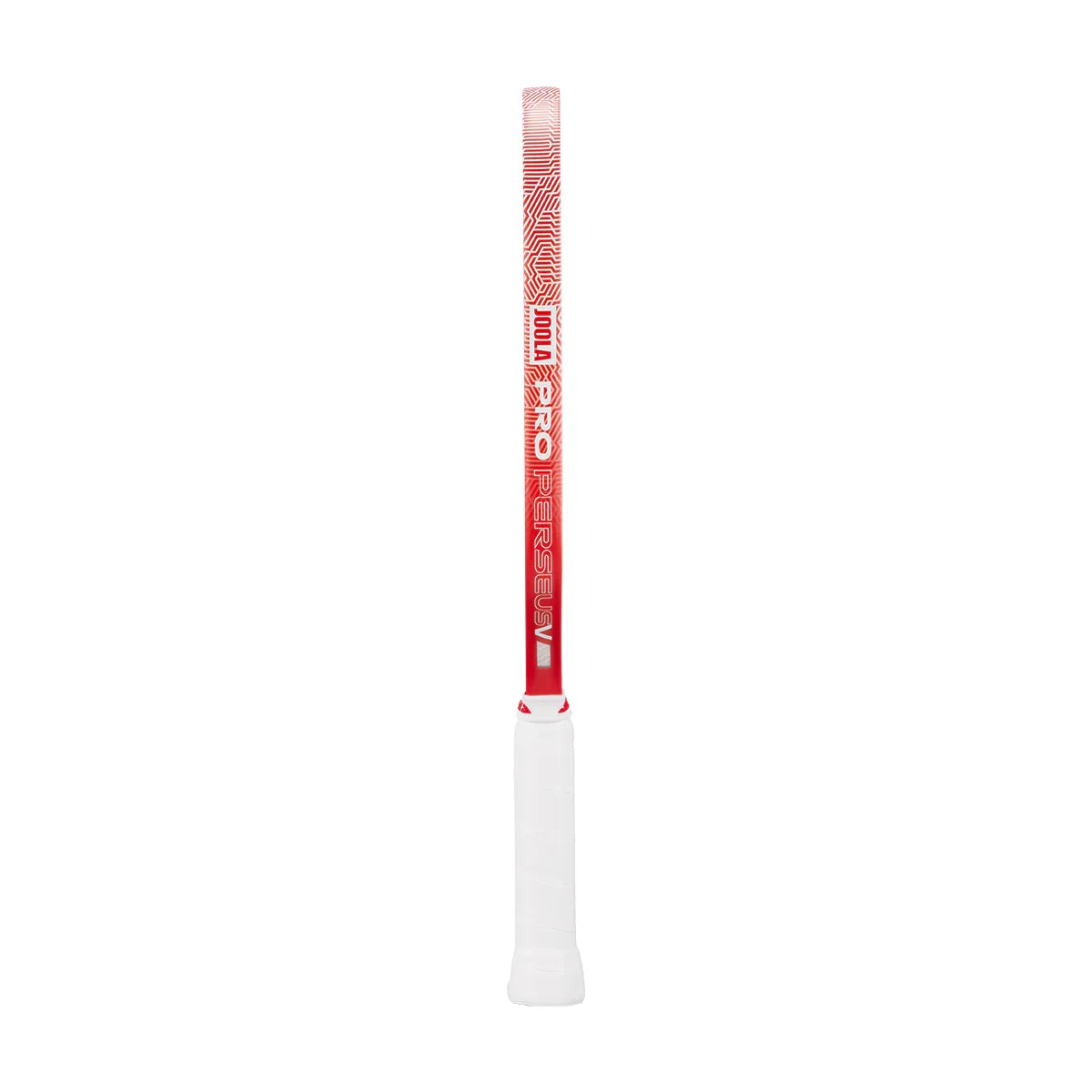 JOOLA Pro Perseus pickleball paddle with red grip and white handle, designed for performance and control.