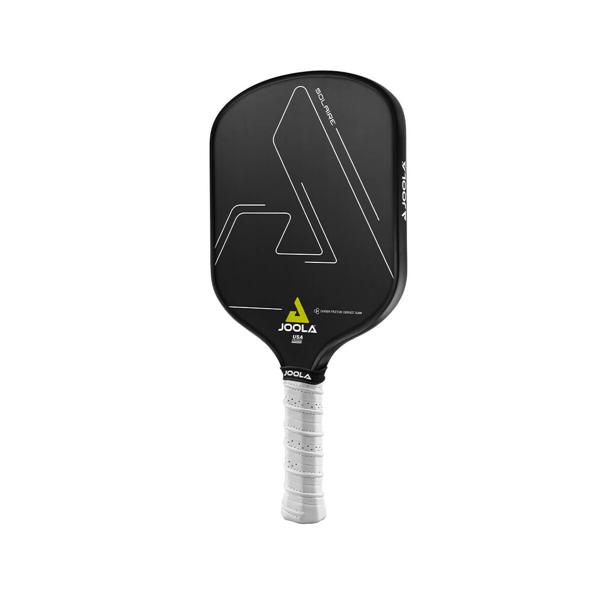 White Background Image: Straight on view of the JOOLA Solaire CFS 14 mm Pickleball paddle.