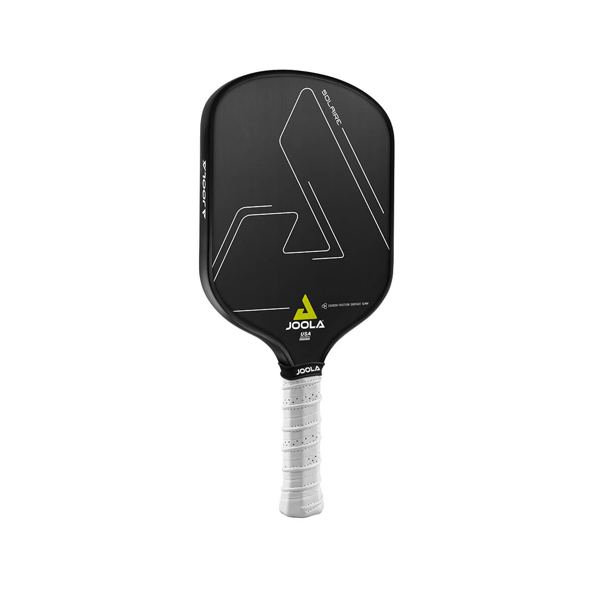 White Background Image: Straight on view of the JOOLA Solaire CFS 14 mm Pickleball paddle.