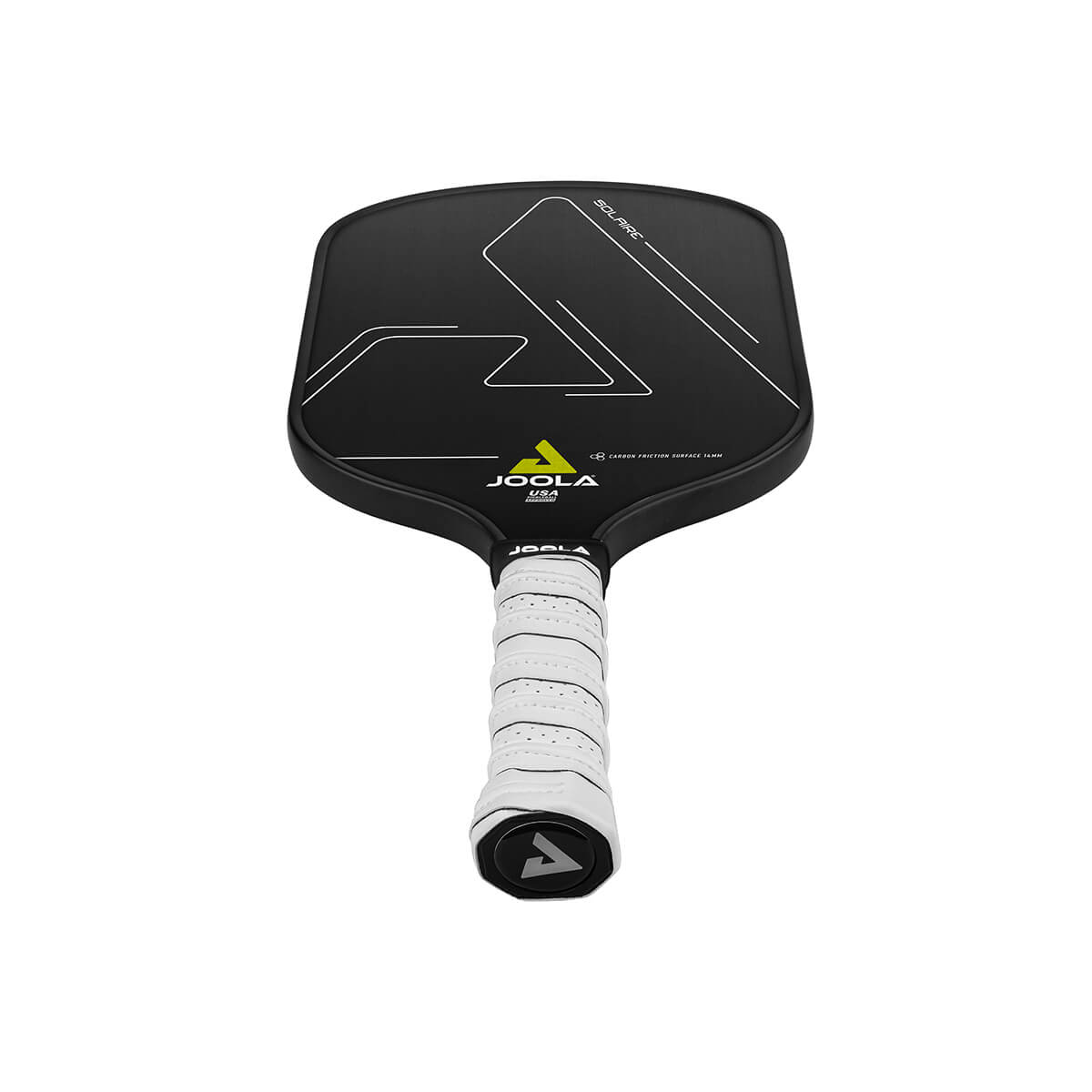 White Background Image: Straight on view of the JOOLA Solaire CFS 14 mm Pickleball paddle.
